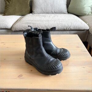 Kids Black Chelsea Leather Fashion Boots